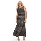 Plus Size Chaya Striped Lace Evening Gown, Women's, Size: 16 W, Grey (charcoal)