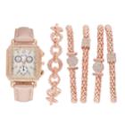 Women's Crystal Watch & Popcorn Bracelet Set, Size: Small, Pink
