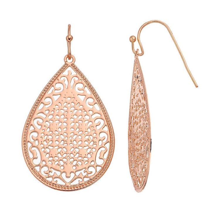 Lc Lauren Conrad Openwork Filigree Teardrop Earrings, Women's, Light Pink