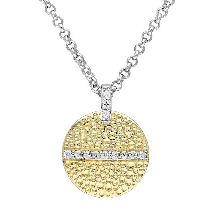 V19.69 Italia Two Tone Sterling Silver White Sapphire Moonlight Necklace, Women's, Size: 16