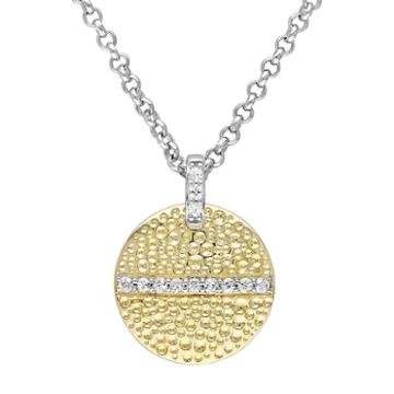 V19.69 Italia Two Tone Sterling Silver White Sapphire Moonlight Necklace, Women's, Size: 16