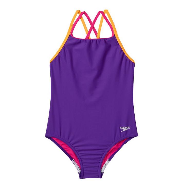 Girls 7-16 Speedo Crossback One-piece Swimsuit, Girl's, Size: 10, Brt Purple