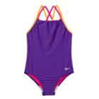 Girls 7-16 Speedo Crossback One-piece Swimsuit, Girl's, Size: 10, Brt Purple
