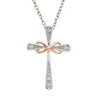 Diamond Accent Sterling Silver Two Tone Infinity Cross Pendant Necklace, Women's, Size: 16, White