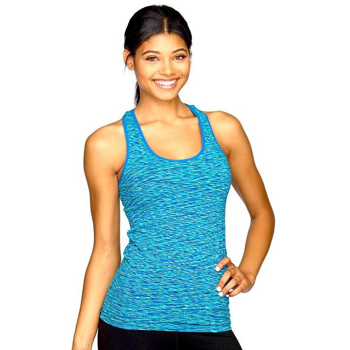 Women's Colosseum Space-dye Seamless Workout Tank, Size: Medium, Blue (navy)