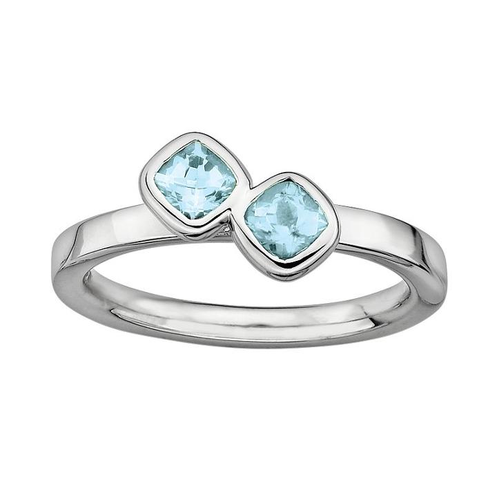 Stacks And Stones Sterling Silver Aquamarine Stack Ring, Women's, Size: 5, Blue