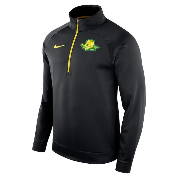 Men's Nike Oregon Ducks Quarter-zip Therma Top, Size: Large, Black