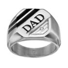 Diamond Accent Stainless Steel Dad Ring, Men's, Size: 12.50, White