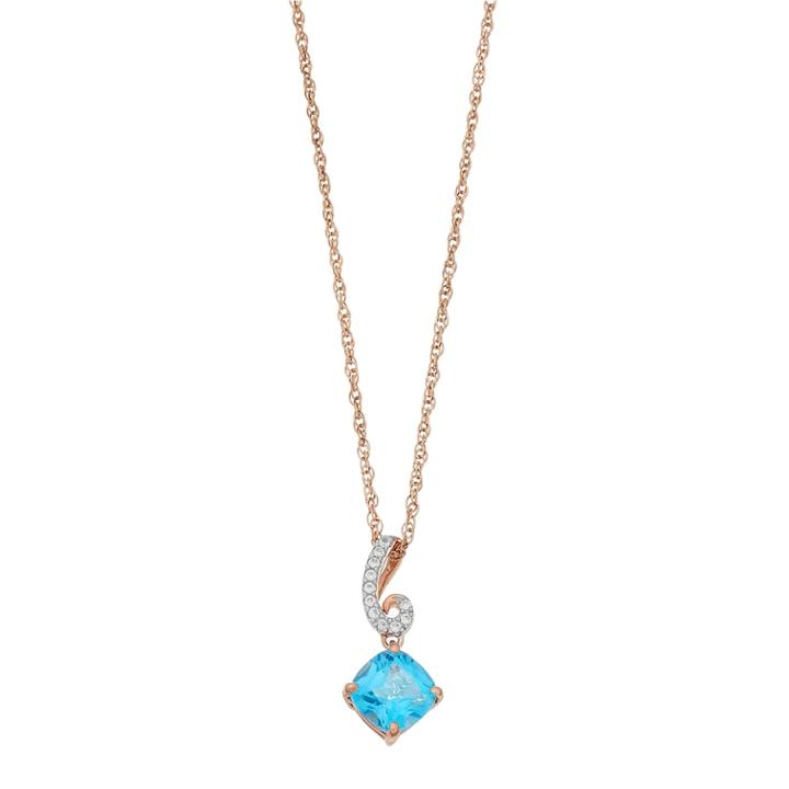 14k Gold Over Silver Swiss Blue Topaz & Lab-created White Sapphire Pendant Necklace, Women's, Size: 18