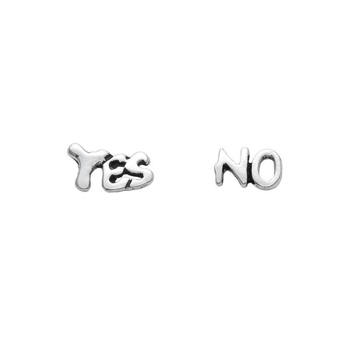 Itsy Bitsy Sterling Silver Yes & No Mismatch Stud Earrings, Women's