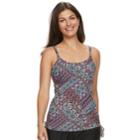 Women's Croft & Barrow&reg; D-cup Drawstring Tankini Top, Size: 10, Multi Patch
