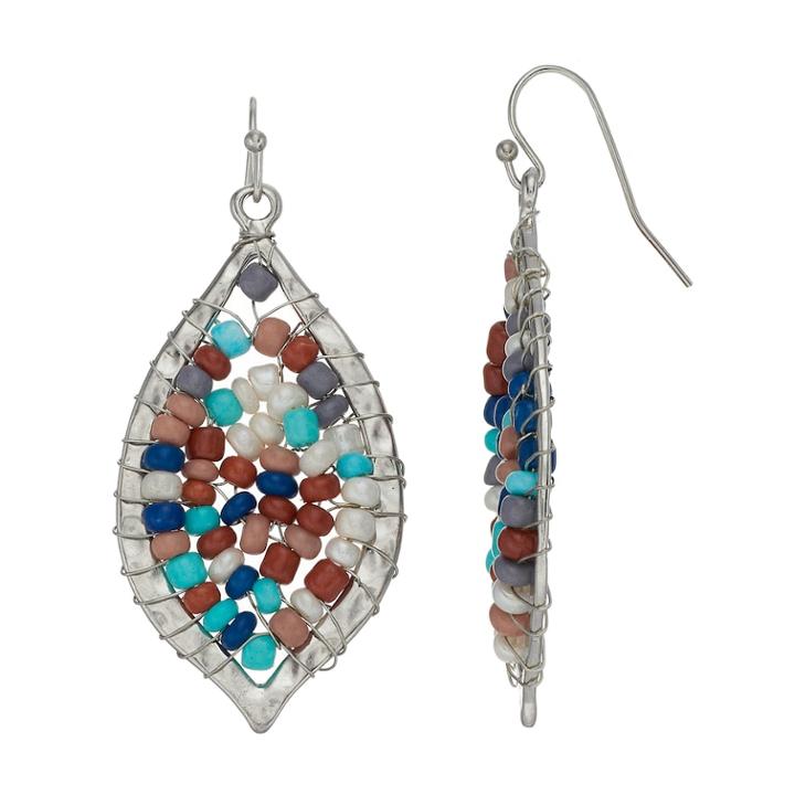 Bead Teardrop Nickel Free Drop Earrings, Women's, Turq/aqua