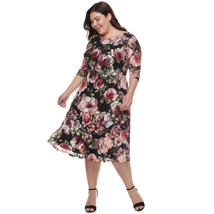 Plus Size Chaya Floral Printed Dress, Women's, Size: 24 W, Orange