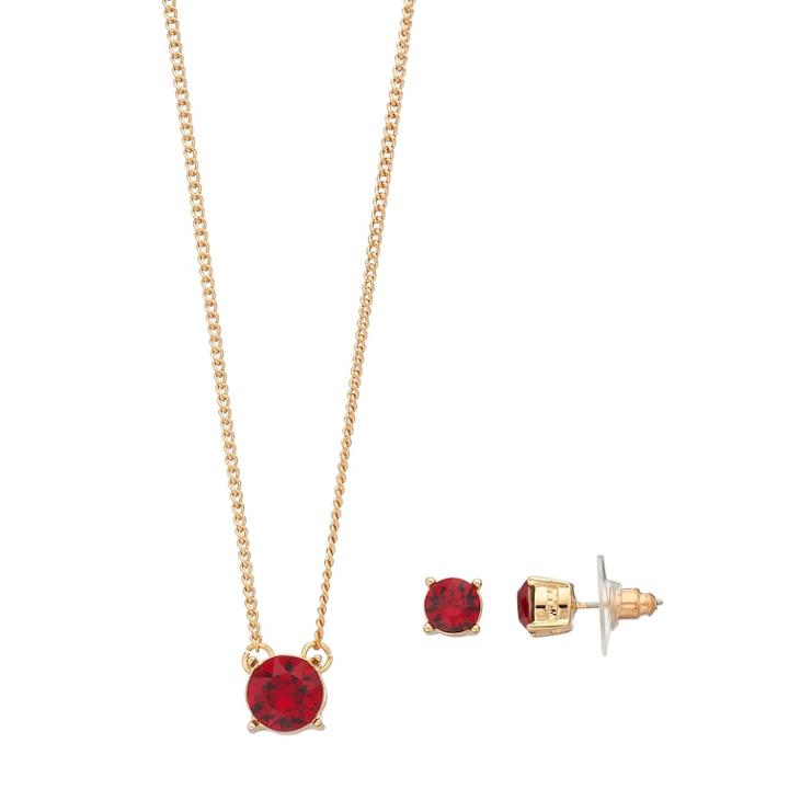 Dana Buchman Solitaire Necklace & Stud Earring Set, Women's, Red