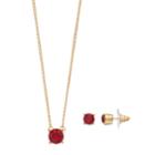 Dana Buchman Solitaire Necklace & Stud Earring Set, Women's, Red