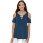 Juniors' Pink Republic Strappy Cold-shoulder Tee, Teens, Size: Large, Blue Other