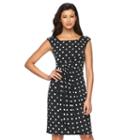 Women's Connected Apparel Dot Faux-wrap Dress, Size: 12, Black