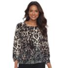 Women's Cathy Daniels Leopard Print Sweater, Size: Xl, Blue Leopard