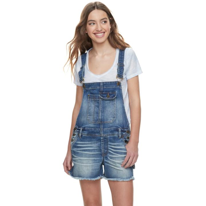 Juniors' Indigo Rein Mid-rise Denim Shortalls, Teens, Size: 11, Med Blue