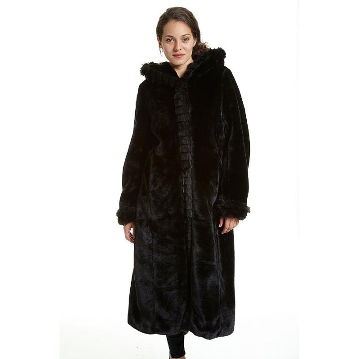 Women's Excelled Hooded Faux-fur Walker Jacket, Size: Xl, Black