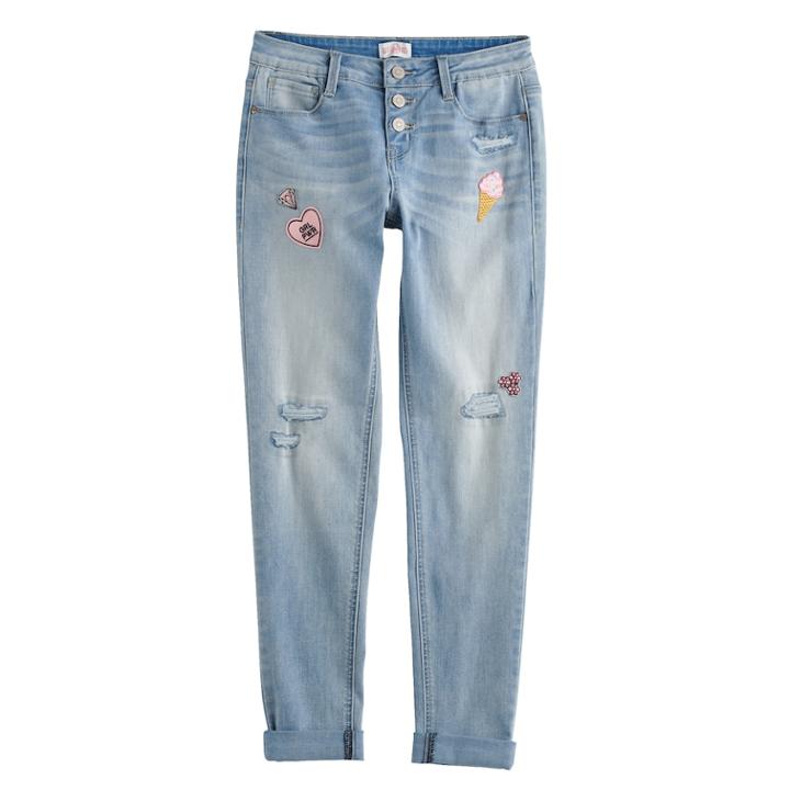 Girls 7-16 & Plus Size So&reg; Girlfriend Skinny Jeans, Size: 14, Light Blue