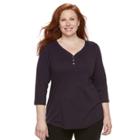 Plus Size Croft & Barrow&reg; Solid V-neck Tee, Women's, Size: 0x, Drk Purple