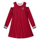 Girls 7-16 Maddie Knit Cold Shoulder Varsity Dress, Size: Large, Dark Red