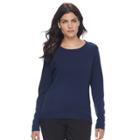 Petite Napa Valley Ribbed Crewneck Sweater, Women's, Size: Xl Petite, Blue (navy)