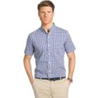 Big & Tall Izod Advantage Classic-fit Checked Stretch Button-down Shirt, Men's, Size: 3xl Tall, Dark Blue