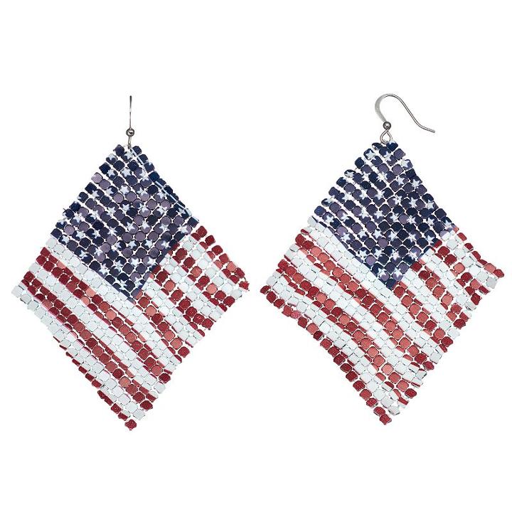 American Flag Nickel Free Kite Drop Earrings, Women's, Multicolor