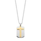 1913 Men's Two Tone Stainless Steel Cross Dog Tag Necklace, Size: 24, Silver