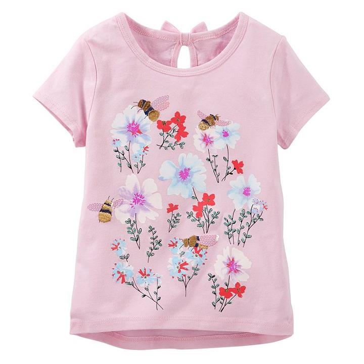 Toddler Girl Oshkosh B'gosh&reg; Metallic Embroidered Graphic Tee, Size: 3t, Pink