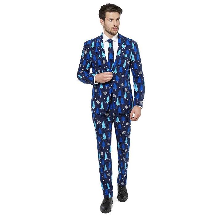 Men's Opposuits Slim-fit Winter Woods Suit & Tie Set, Size: 40 - Regular, Dark Blue