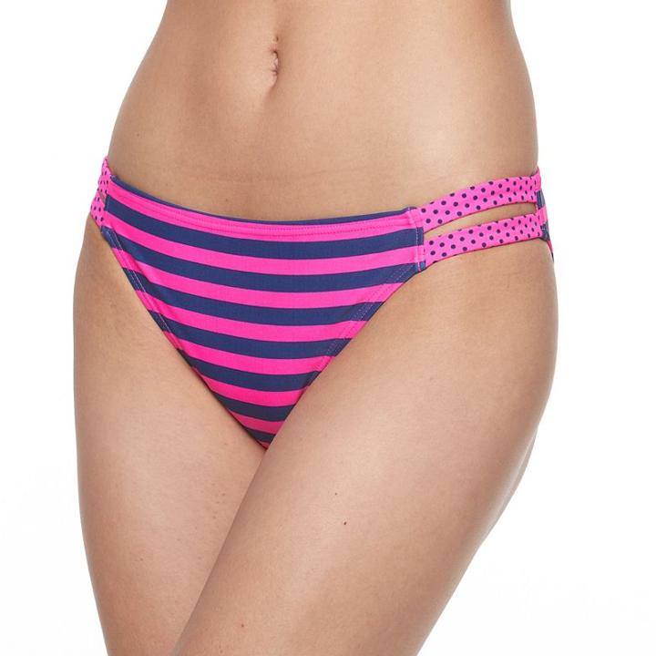 Mix And Match Cutout Scoop Bikini Bottoms, Size: Large, Blue (navy)