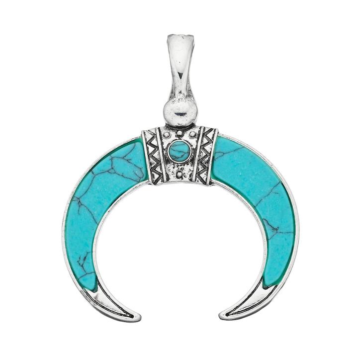 Wearable Art Simulated Turquoise Horn Pendant, Women's, Blue