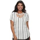 Juniors' Plus Size Candie's&reg; Cut-out Ladder Neck Top, Teens, Size: 2xl, White