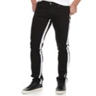 Men's Rawx Slim-fit Contrast Side-striped Stretch Jeans, Size: 38x32, Black