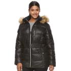 Plus Size Halitech Faux-fur Trim Hooded Puffer Jacket, Women's, Size: 2xl, Black