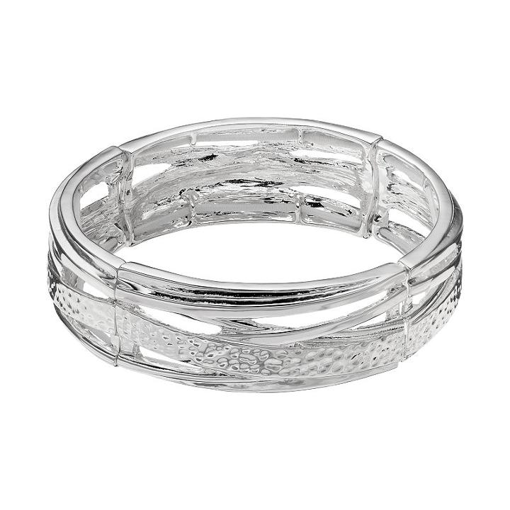 Dana Buchman Hammered Crisscross Stretch Bracelet, Women's, Silver
