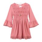 Girls 7-16 Iz Amy Byer Ruched Bodice Back Cutout Tunic With Necklace, Size: Medium, Med Purple