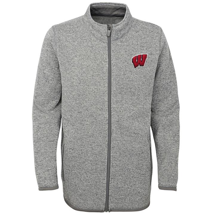 Boys 8-20 Wisconsin Badgers Lima Fleece Jacket, Size: S 8, Grey