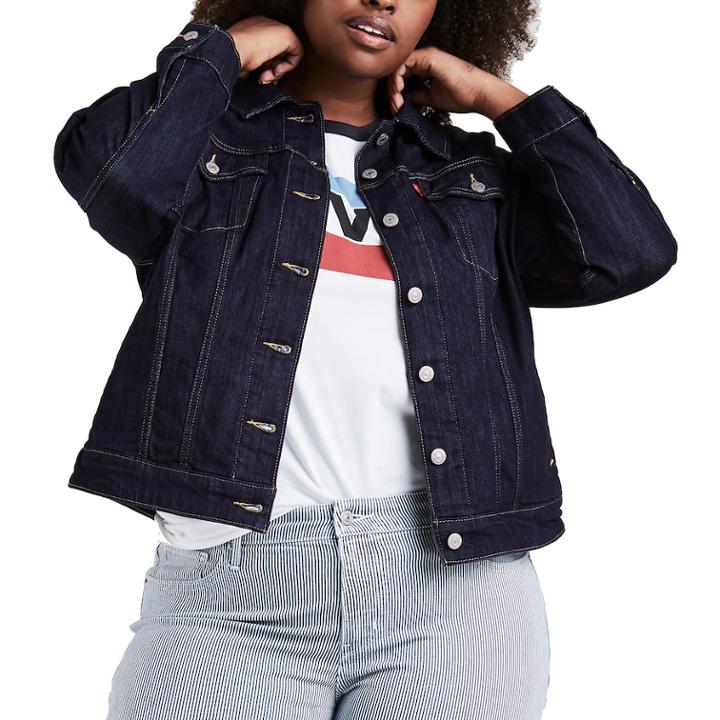 Plus Size Levi's Denim Trucker Jacket, Women's, Size: 2xl, Dark Blue