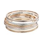 Plus Size Tri Tone Textured Bangle Bracelet Set, Women's, Multicolor