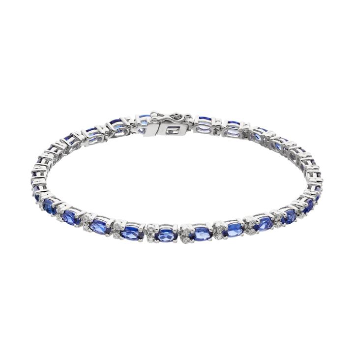 Sterling Silver Lab-created Sapphire & Diamond Accent Bracelet, Women's, Size: 7.25, Blue