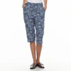 Petite Gloria Vanderbilt Marjorie Printed Capris, Women's, Size: Xl Petite, Blue (navy)