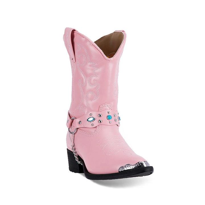 Laredo Little Concho Kids' Harness Western Boots, Girl's, Size: 12.5, Pink