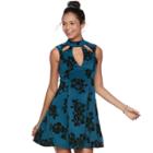 Juniors' Trixxi Floral Scuba Skater Dress, Teens, Size: Xl, Turquoise/blue (turq/aqua)