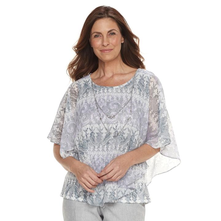 Women's Alfred Dunner Studio Scroll Popover Top, Size: 8, Multi Butterfly