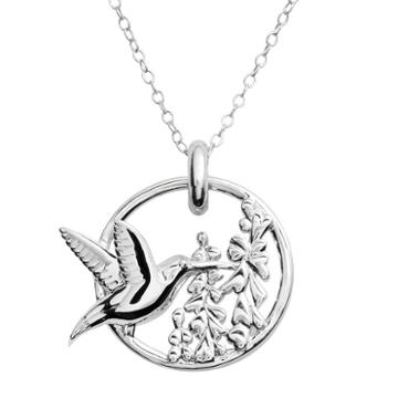 Jewelry For Trees Platinum Over Silver Hummingbird Pendant, Women's, Grey