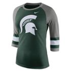 Women's Nike Michigan State Spartans Striped Sleeve Tee, Size: Medium, Green